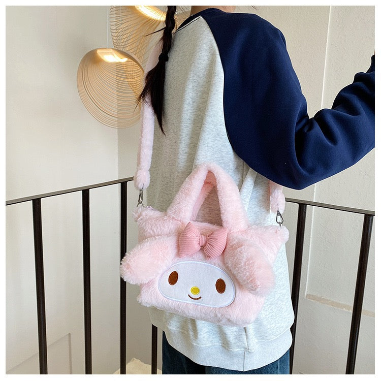 Bolso de Peluche My Melody 3D con Correa Desmontable – Diseño Adorable Sanrio Kawaii