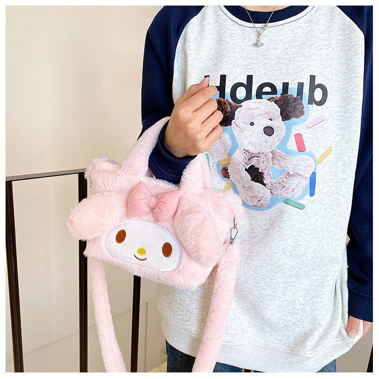 Bolso de Peluche My Melody 3D con Correa Desmontable – Diseño Adorable Sanrio Kawaii