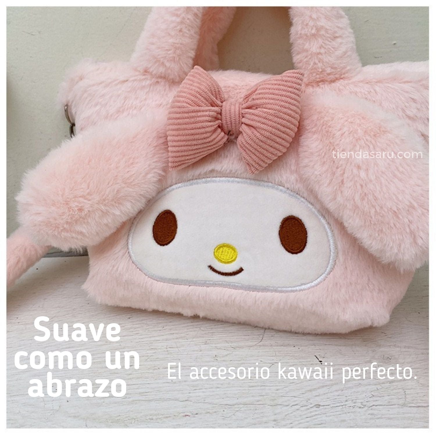 Bolso de Peluche My Melody 3D con Correa Desmontable – Diseño Adorable Sanrio Kawaii