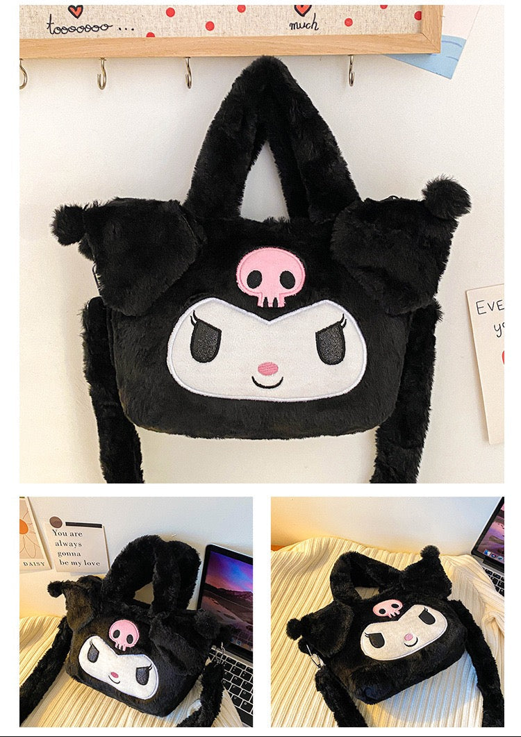 Bolso de Peluche Kuromi 3D con Correa Desmontable