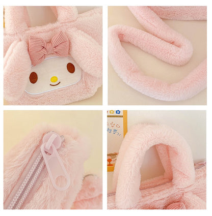 Bolso de Peluche My Melody 3D con Correa Desmontable – Diseño Adorable Sanrio Kawaii