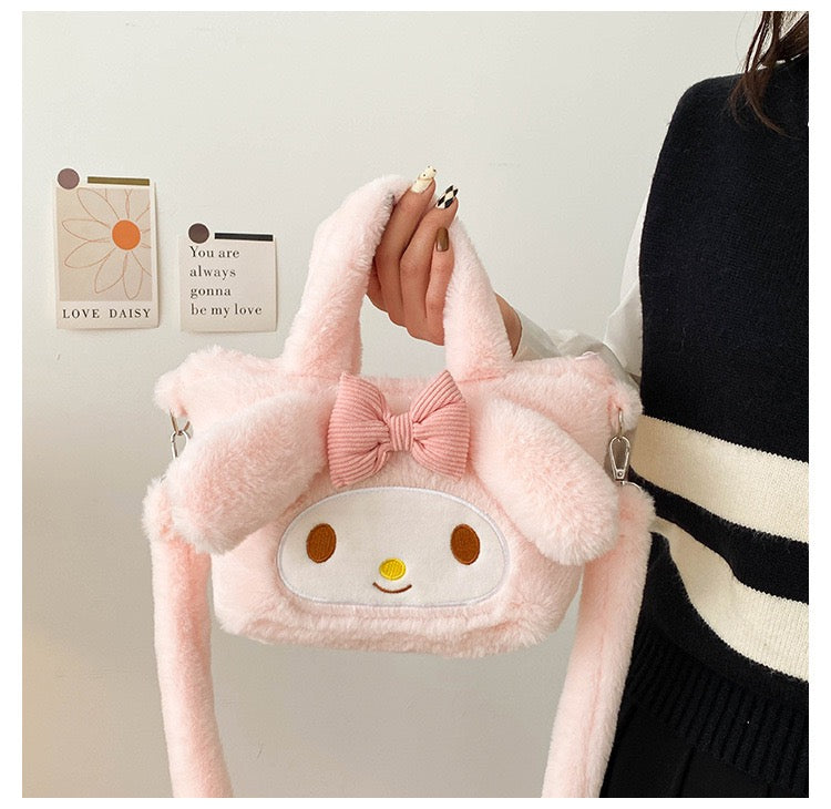 Bolso de Peluche My Melody 3D con Correa Desmontable – Diseño Adorable Sanrio Kawaii