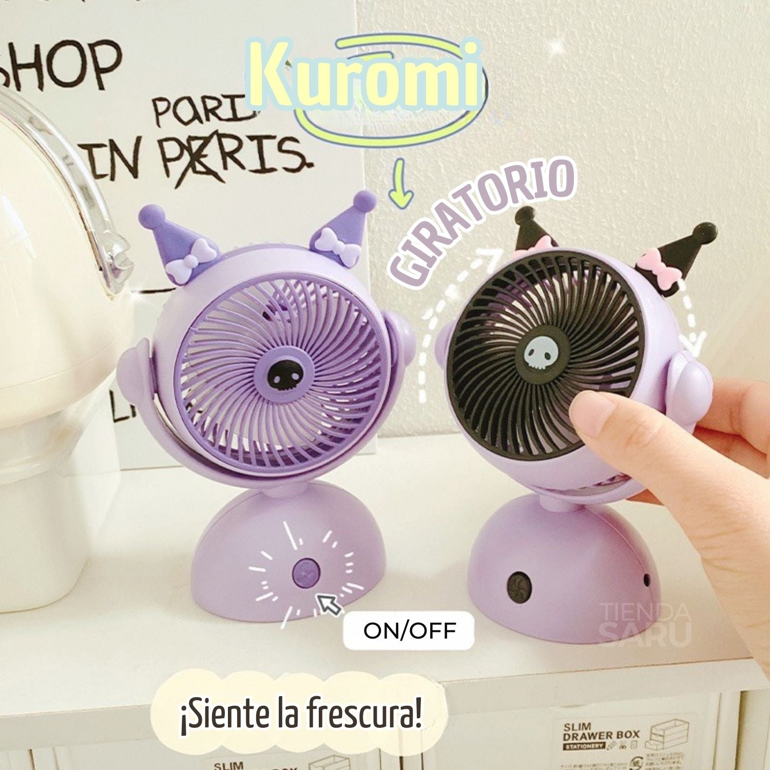 Mini Ventilador Portátil Giratorio Kuromi