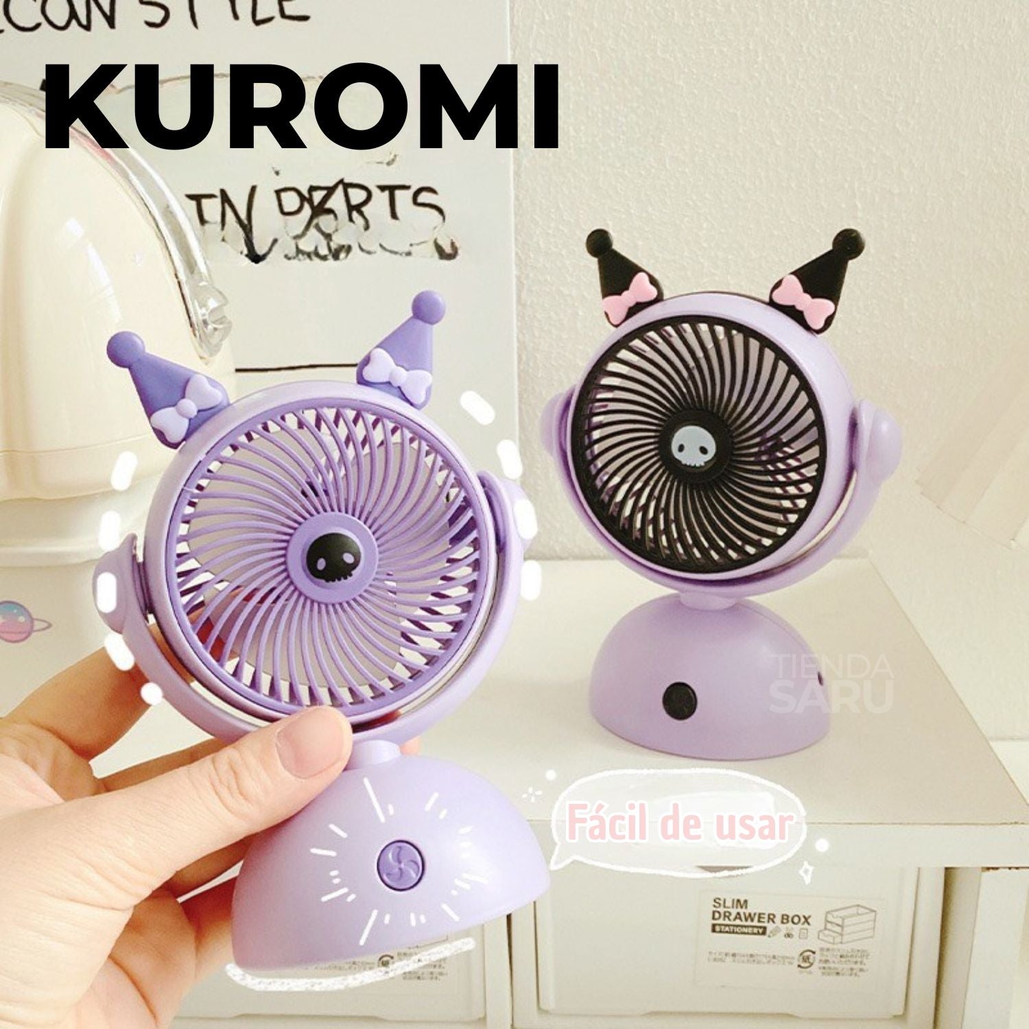 Mini Ventilador Portátil Giratorio Kuromi