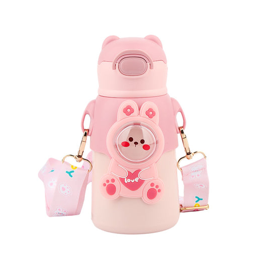 Termo Kawaii Conejo Acero Inoxidable con Sorbete y Correa de Hombro - 520 ml