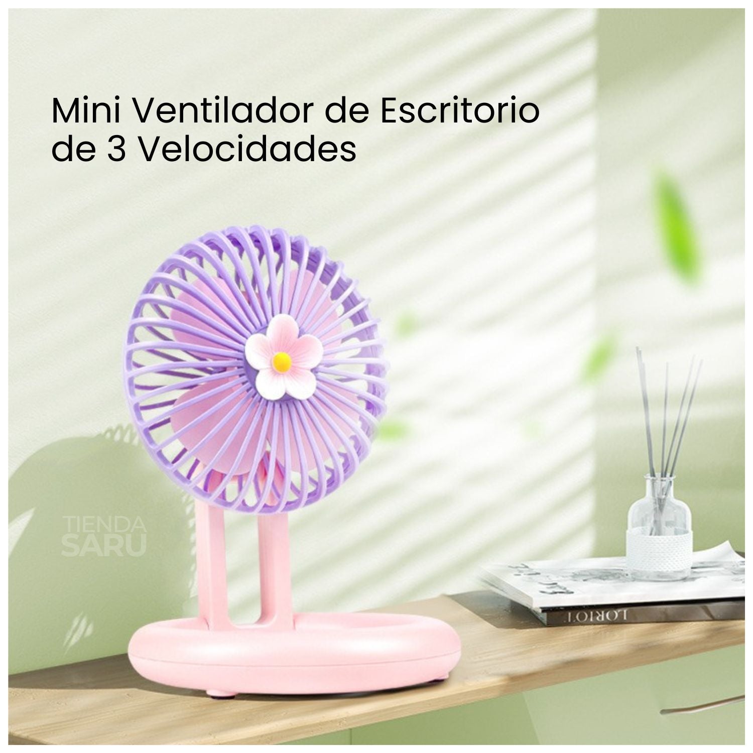 Mini Ventilador Portátil de Escritorio Estilo Flor