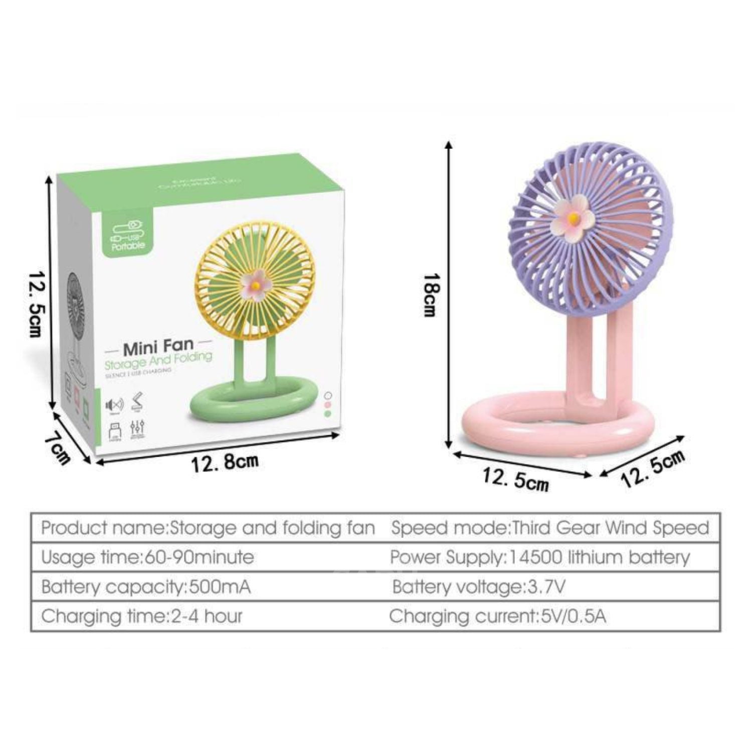 Mini Ventilador Portátil de Escritorio Estilo Flor