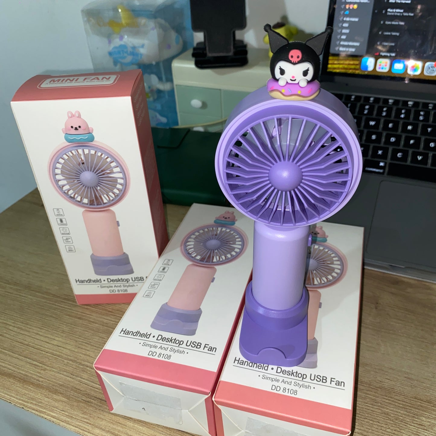 Mini Ventilador de Mano Kuromi 3D