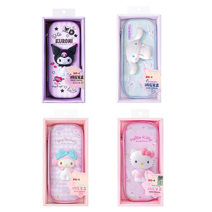 CARTUCHERA SANRIO CON SQUISHY ANTIESTRÉS KUROMI CINNAMOROLL HELLO KITTY MY MELODY