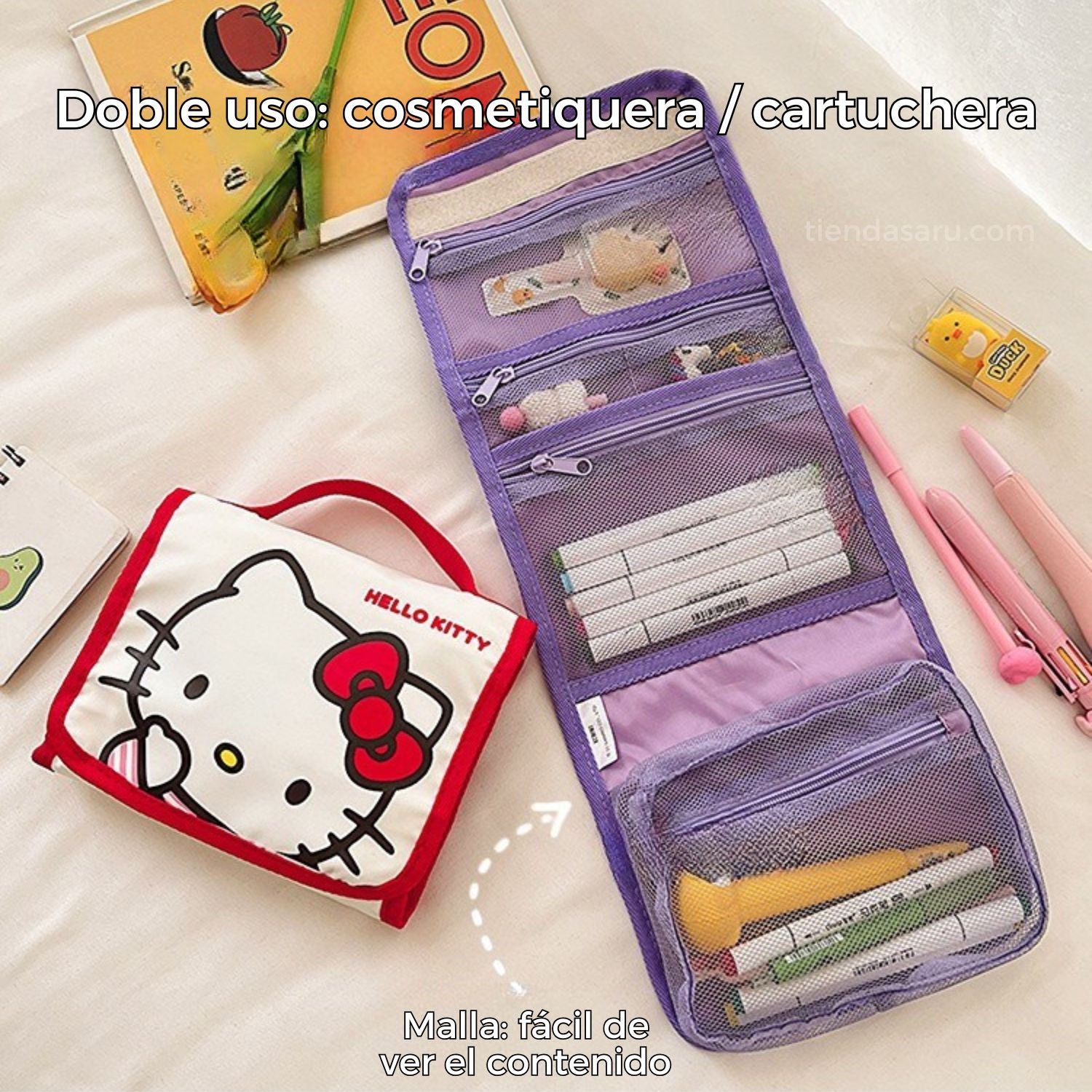 Neceser Porta Cosméticos Plegable 3 Cuerpos Sanrio Kuromi