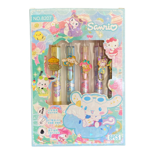 Set de 6 Lapiceros Sanrio Amigos - Tinta Gel Negra