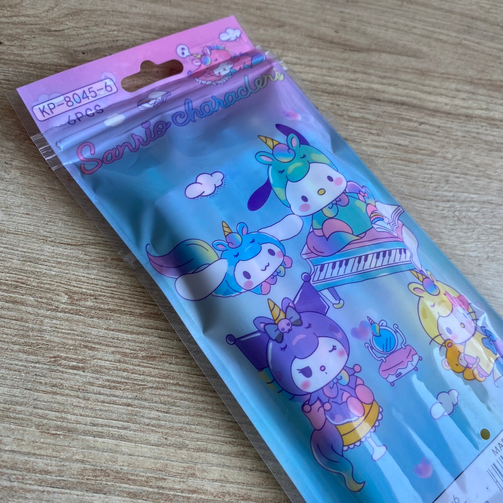 Set de 6 Lapiceros Sanrio Characters Tinta Gel Negra