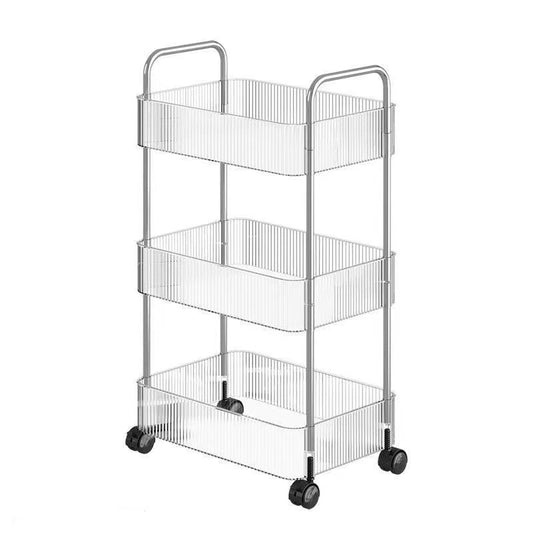 3 Tier Acrylic Shelving Unit with Wheels