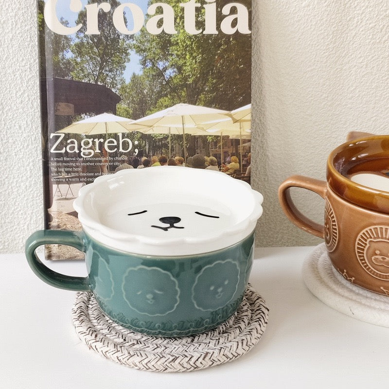 Alpaca Ceramic Mug with Plate – 350 ml