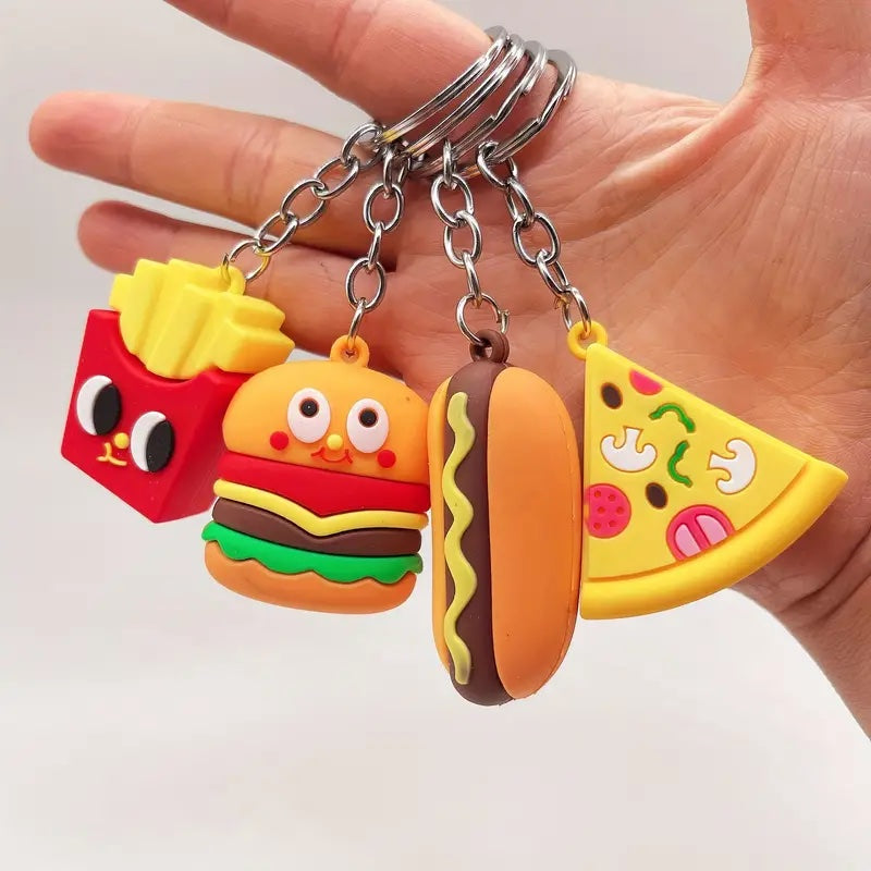 Pack de 12 Llaveros Comida Chatarra para Sorpresas de Cumpleaños
