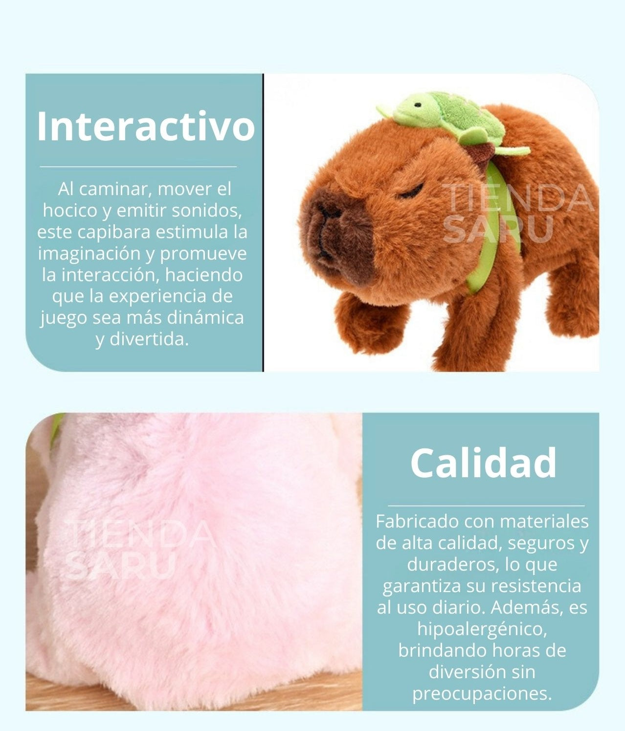 Muñeco Capibara Interactivo: Camina, Mueve el Hocico y Emite Sonidos