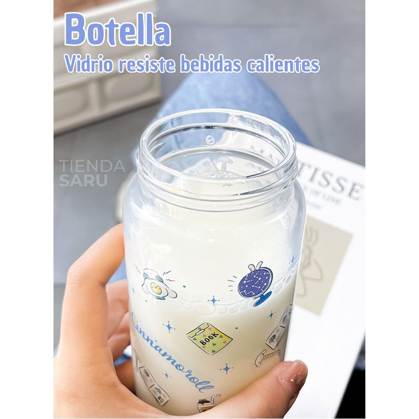 Botella de Vidrio Sanrio 3D Cinnamoroll – 360 ml