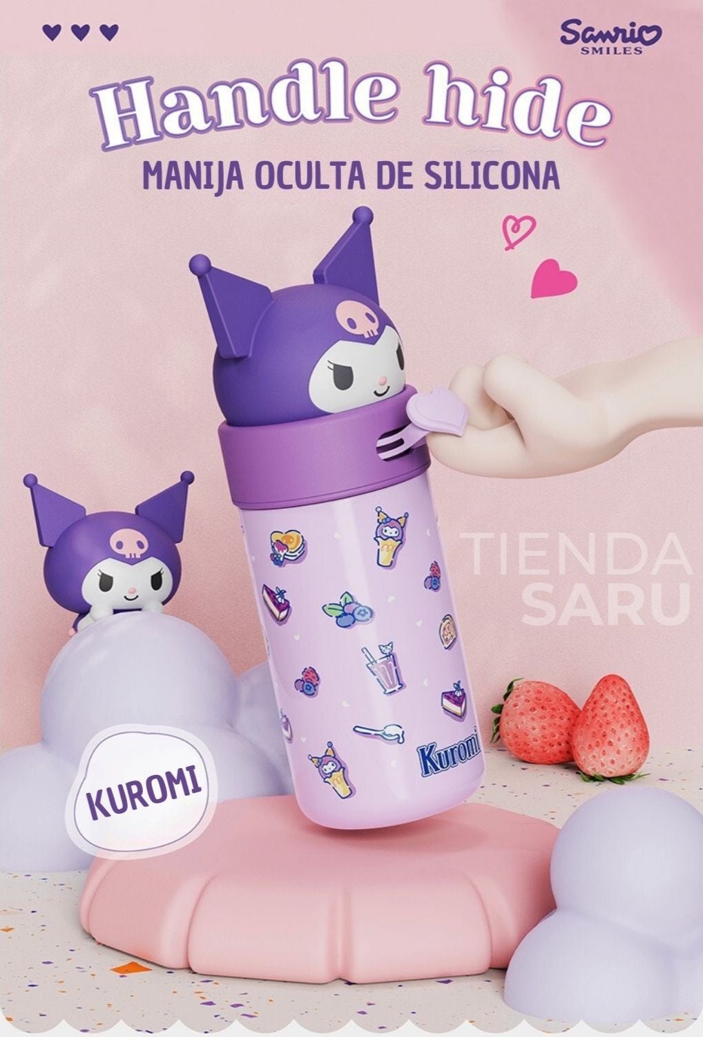 Termo Sanrio 3D Kuromi 350 ml - Acero Inoxidable 