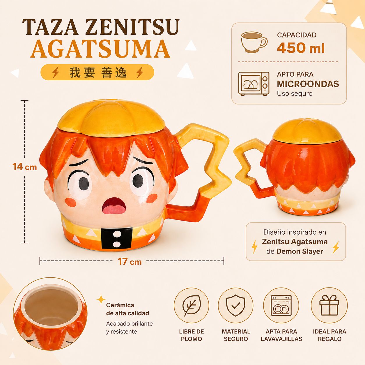 Taza Zenitsu 450 ml | Demon Slayer