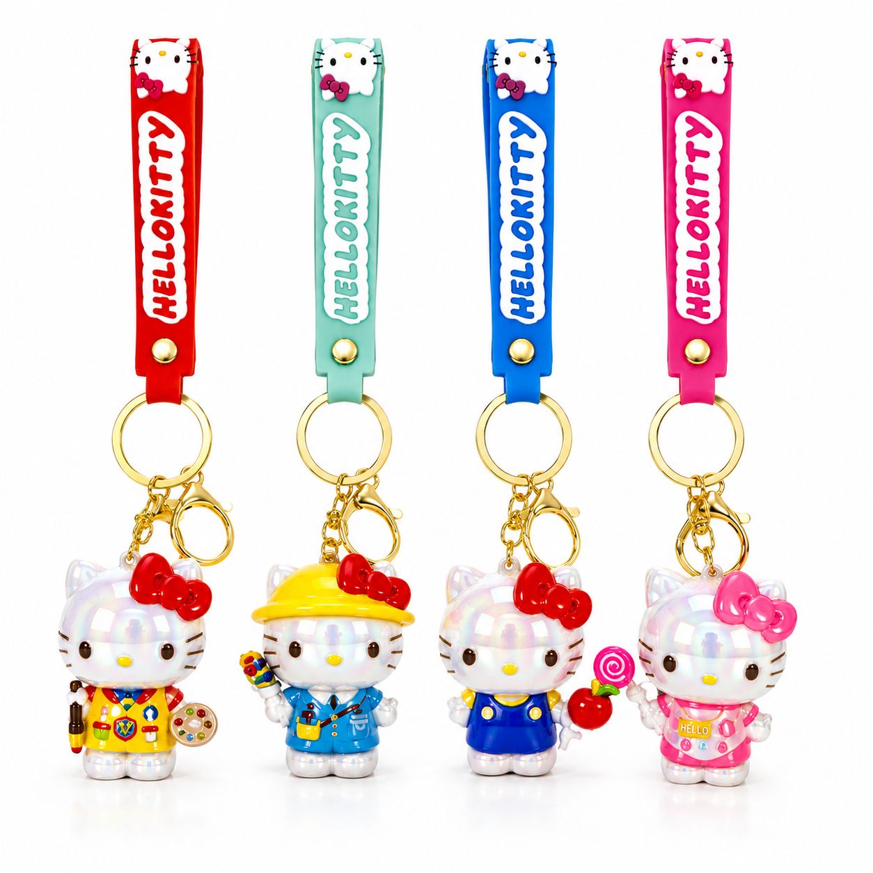 Pack de 4 Llaveros Hello Kitty Tornasolados 5.5 cm