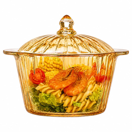 Olla de Vidrio Borosilicato Ámbar Nacarado 2.2 L con Tapa