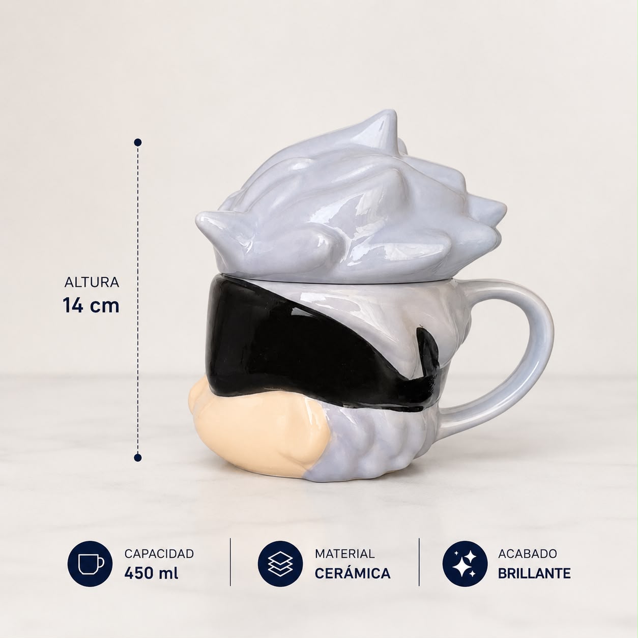 Taza de Cerámica 3D Satoru Gojo Jujutsu Kaisen 450 ml