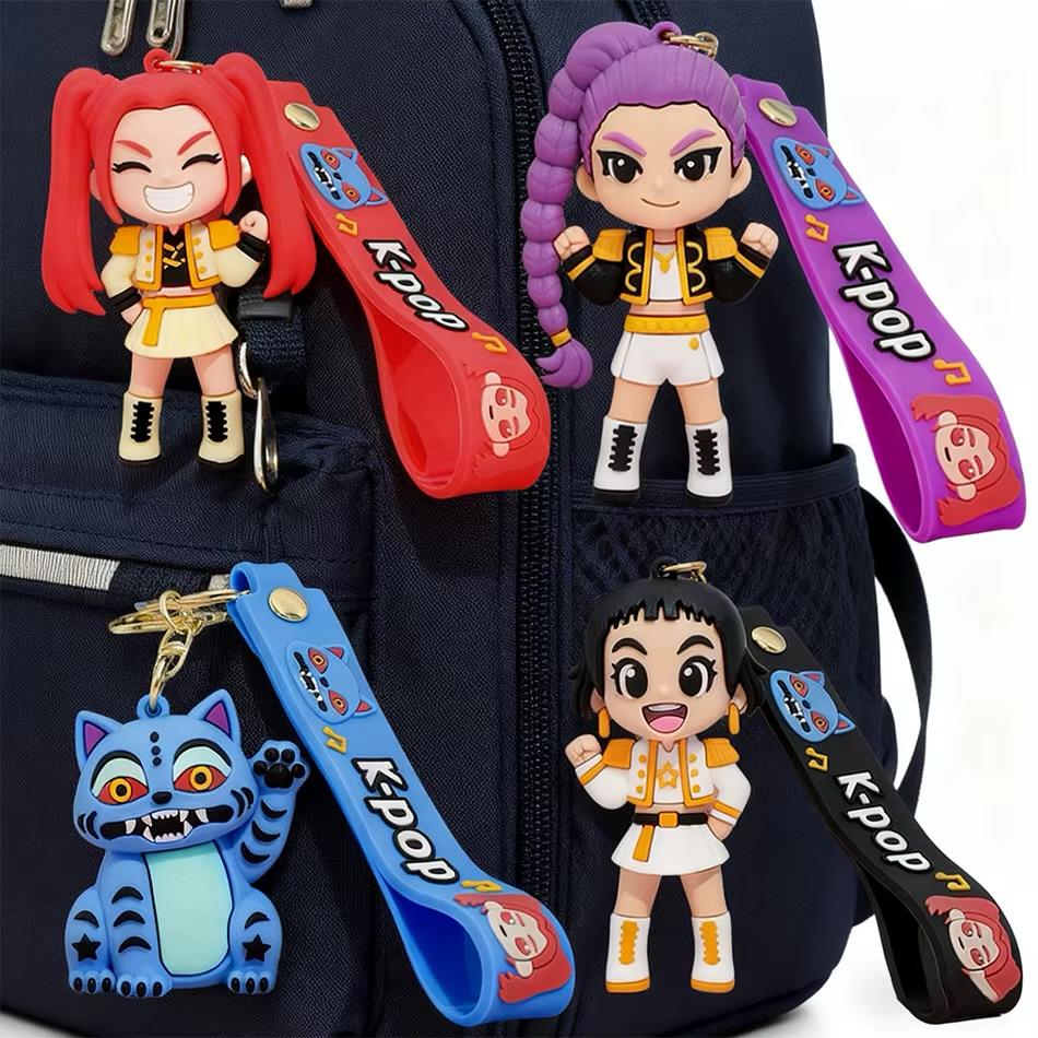 Pack de 4 Llaveros Guerreras K-Pop Demon Hunters de Jebe 7 cm