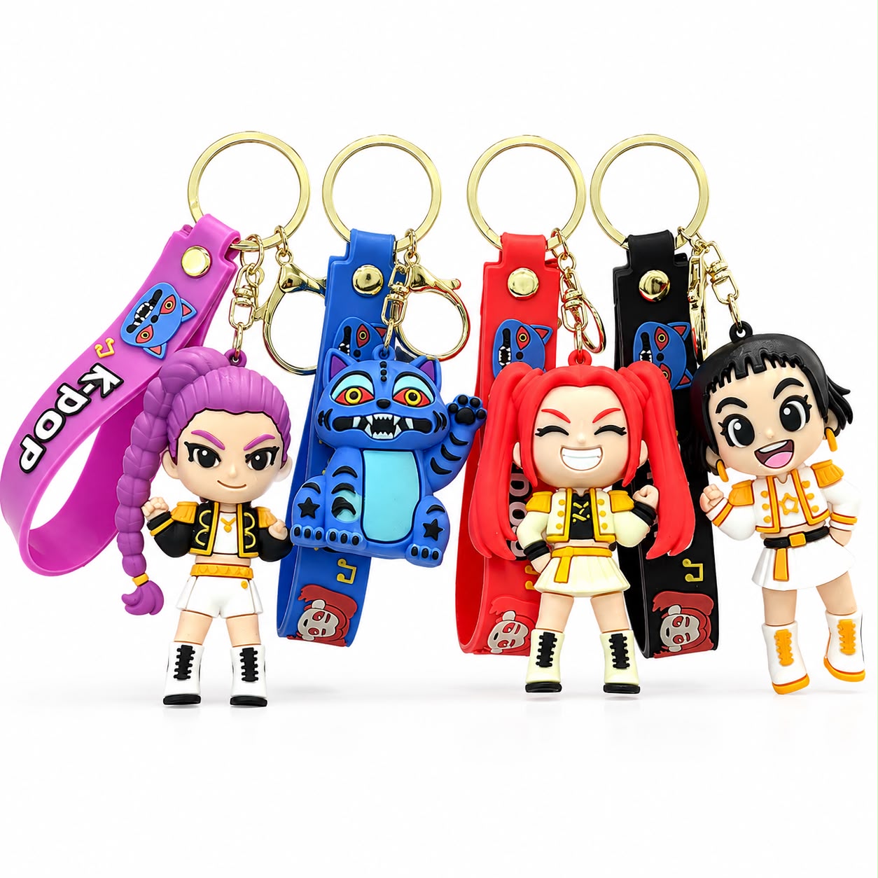 Pack de 4 Llaveros Guerreras K-Pop Demon Hunters de Jebe 7 cm