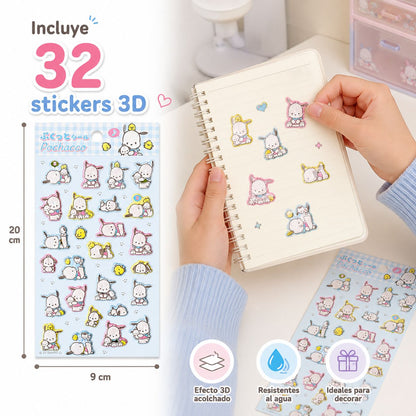 Set de 31 Stickers 3D Sanrio Pochacco