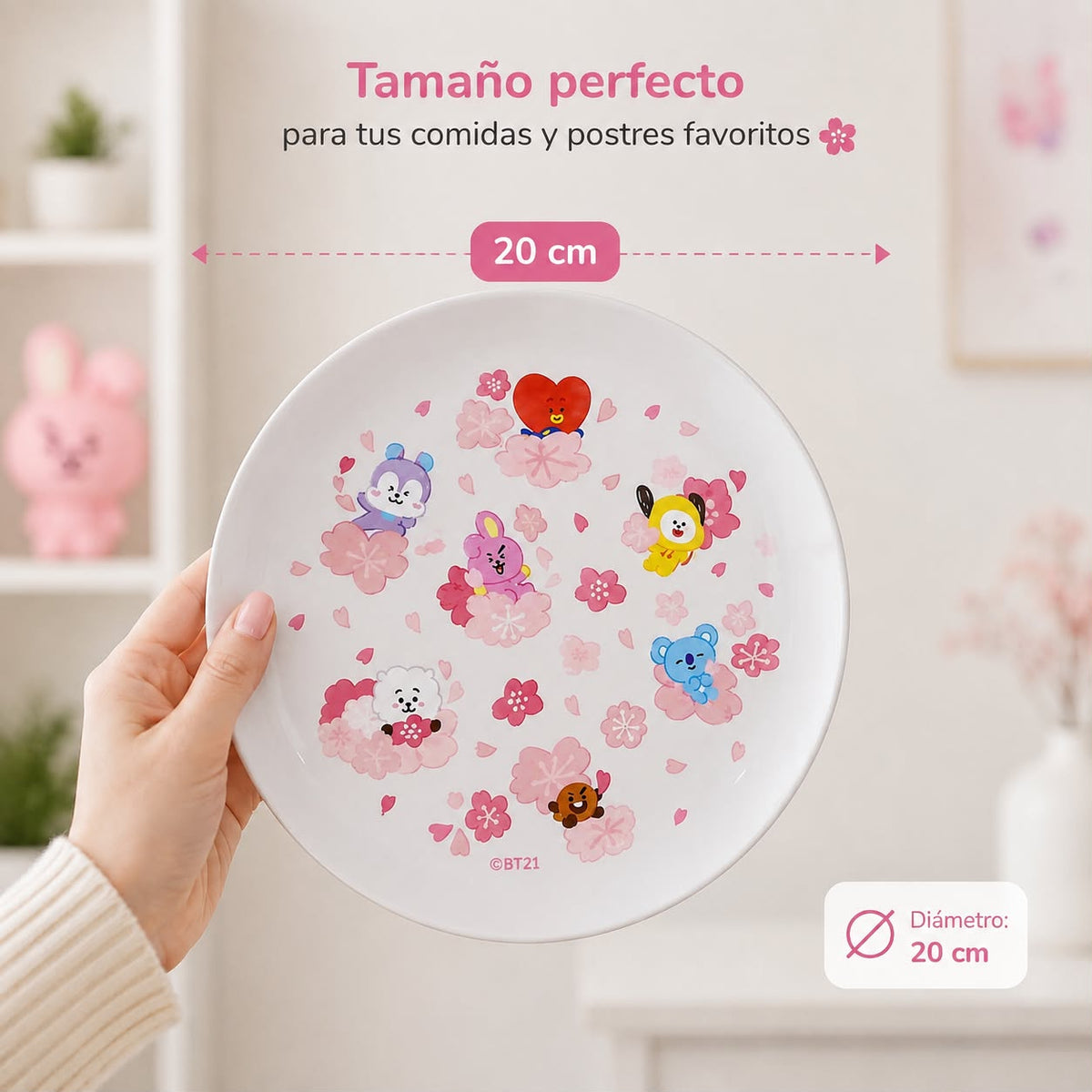 Plato de Cerámica BT21 Line Friends Cherry Blossom Collection 20 cm