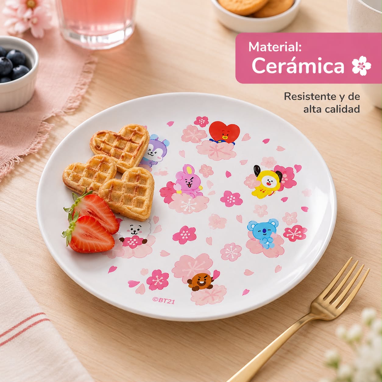 Plato de Cerámica BT21 Line Friends Cherry Blossom Collection 20 cm