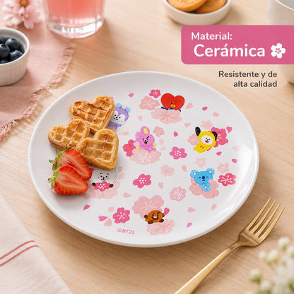 Plato de Cerámica BT21 Line Friends Cherry Blossom Collection 20 cm
