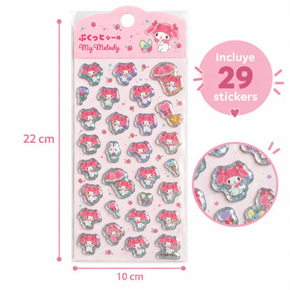 Set de 29 Stickers 3D Escarchados  Sanrio My Melody