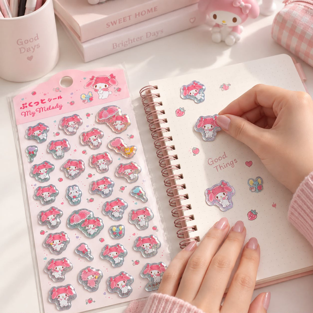 Set de 29 Stickers 3D Escarchados  Sanrio My Melody
