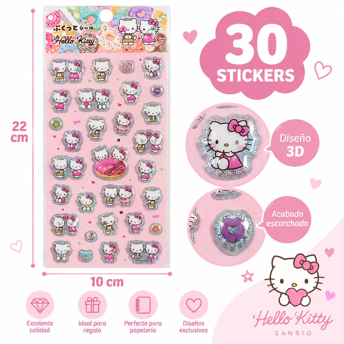 Set de Stickers 3D Sanrio Hello Kitty & Dear Daniel