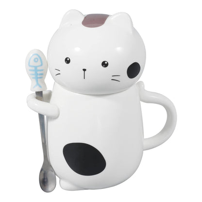 3D Cat Ceramic Mug with Lid and Spoon – 400 ml