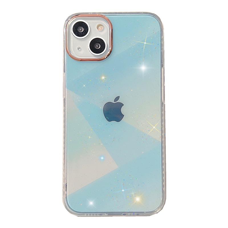 CASE PARA IPHONE 13 / 13 PROMAX GLITTER GEOMÉTRICO - CELESTE