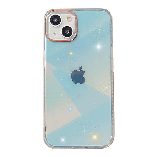 CASE PARA IPHONE 13 / 13 PROMAX GLITTER GEOMÉTRICO - CELESTE