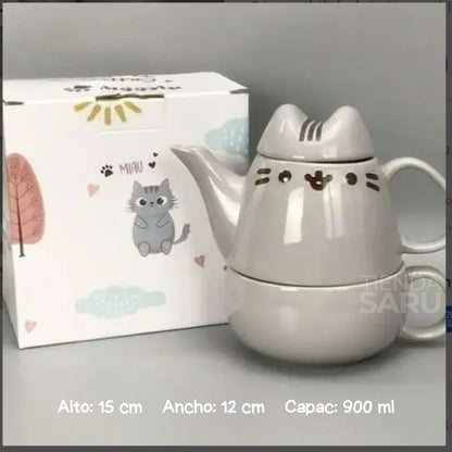 Set Tetera + Tazón de Cerámica Pusheen Cat 900 ml