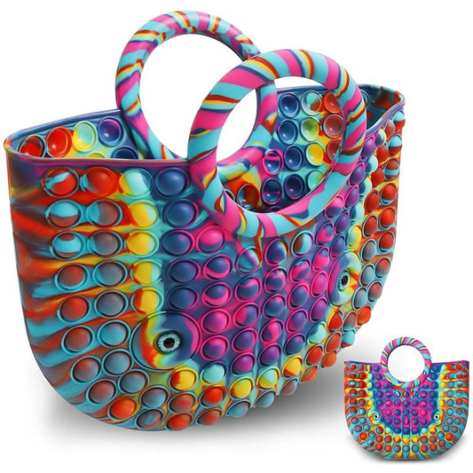 CARTERA POP IT DE SILICONA ANTIESTRÉS TIE DYE 33 CM