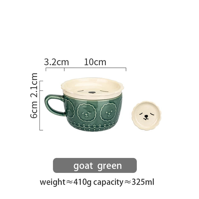 Taza de Cerámica Alpaca con Plato – 350 ml