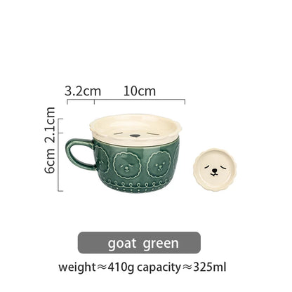 Taza de Cerámica Alpaca con Plato – 350 ml