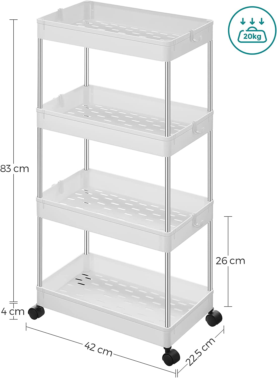 ESTANTE DE COCINA DE 4 NIVELES CON RUEDAS